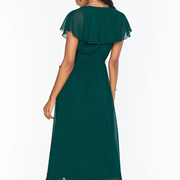 NWT Show Me Your Mumu Dress Women Size M Green Bridesmaid Ruffle High Low Wrap - Picture 2 of 10